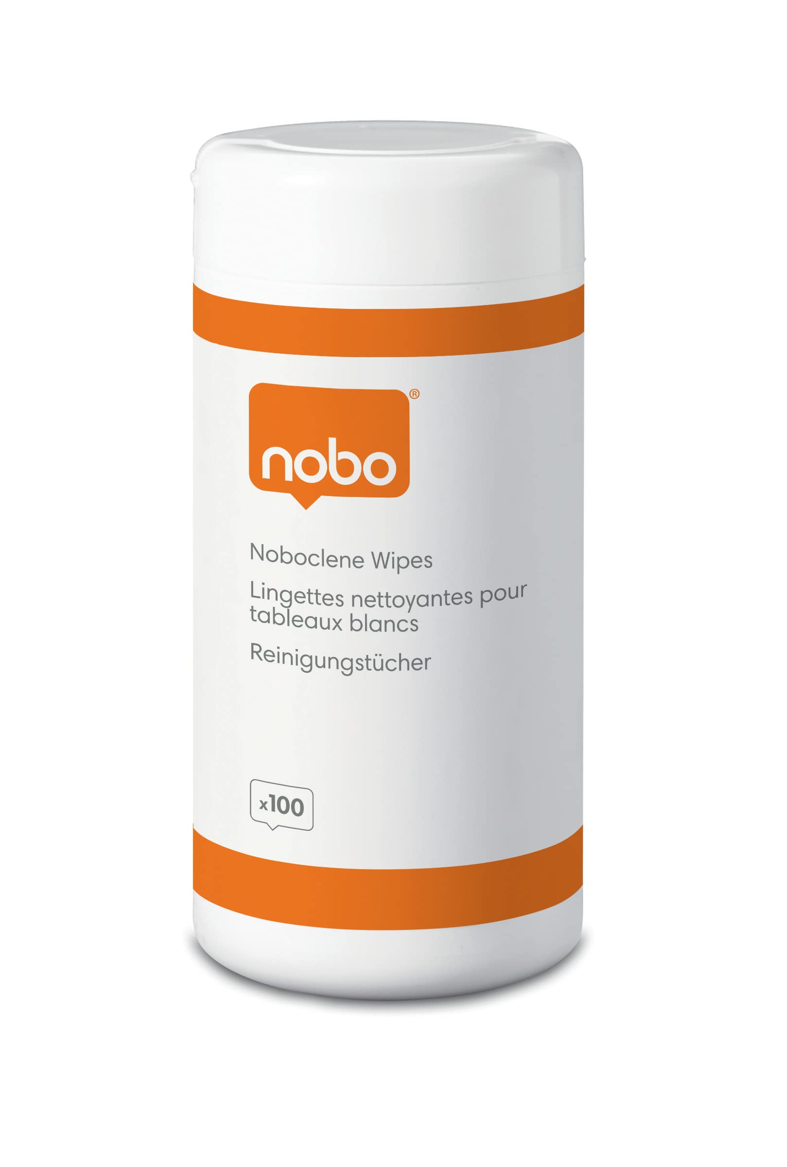 Nobo Noboclene Whiteboard Cleaning Wipes, Pack of 100, Everyday Use, For Dry Wipe/Erase Surfaces, 1901438