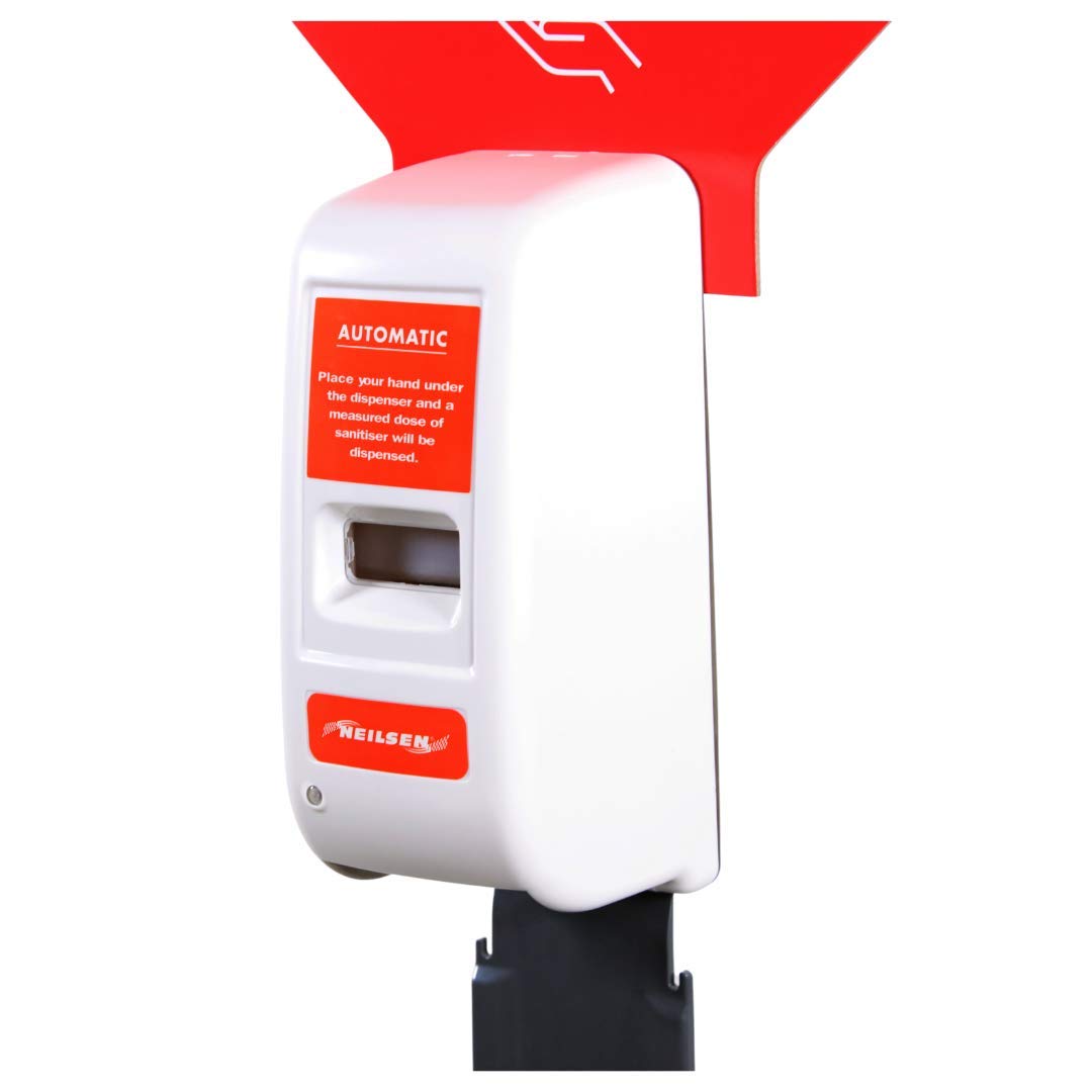 Neilsen CT0780 Free Standing Hand Sanitizer Dispenser - 1.2 m High Touchless Automatic Hand Sanitizer Dispenser Stand - Battery Operated Hand Sanitiser Station - Stainless Steel Sanitiser Stand