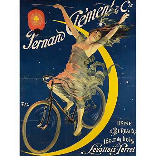 Pal Fernand Clement Bicycles Cycles Bike Moon Vintage Advert Art Print Canvas Premium Wall Decor Poster Mural