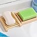 qsbai Natural Wood Soap Sponge Drain Storage Holder Tray Bathroom Kitchen Organizer - Wood Color