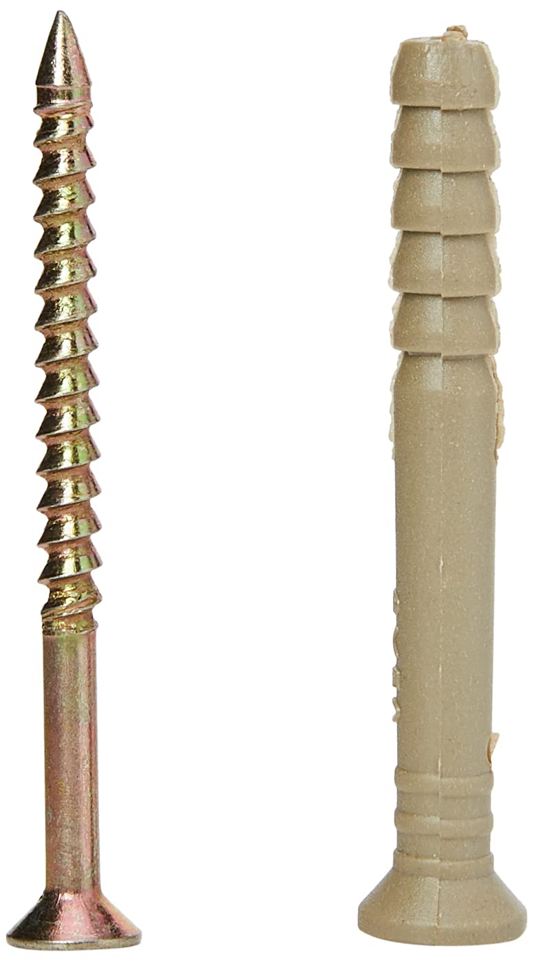 Merriway BH02844 (20 Pcs) Hammer Type Solid Wall Fixing with Nylon Plug, M6 x 50mm (1/4 inch x 2 inch) - Pack of 20 Pieces, Yellow/Grey