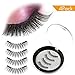 Magnetic False Eyelashes,AOFU 3D Fiber Reusable Lashes Extension,Long Lasting Natural and Bushy Professional Eye Lash (4 Pcs) (Black)