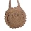 Jesustree Sac De Paille Rond de Plage d'été Pour Femme en Crochet Bandoulière Avec Style Boho Woven Sac À Main pour Vacances Voyage Shopping et Utilisation Quotidienne