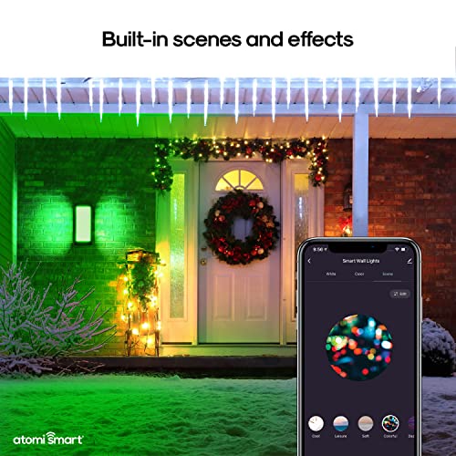 Atomi Smart WiFi LED Square Wall Sconce Lights 2 Pack, 1200 Lumens