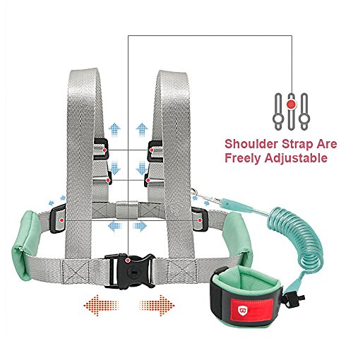[2018 New Version] OFUN Safety Harness for Kids, Baby Harness for Walking, Toddler Harness Safety Leashes, Anti Lost Wrist Link for Toddlers (Mint Green) - Thumbnail 2