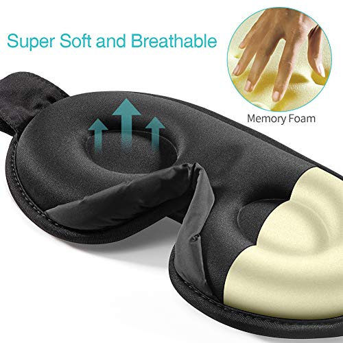 Sleep Mask,Unimi Eye Mask for Sleeping 3D Breathable Memory Foam Contoured Modular Nap/Travel/Shift Work Sleeping Mask,100% Lights Blockout Sleep Mask for Men Women, Soft Comfort Eye Shade Cover