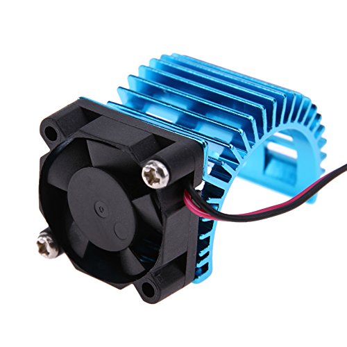 Chinatera RC Car 1:10 Accessories Motor Heat Sink Radiator With Cooling Fan for 1/10 HSP RC Car 540/550/3650/3660/3674 (For 540/550/3650/3660/3674, Blue)