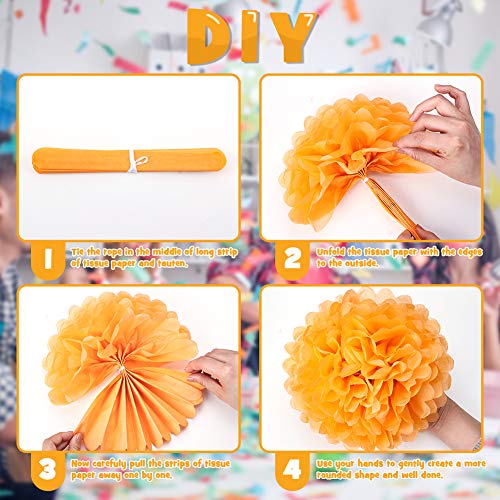 Koogel 27 STK. Seidenpapier Blumen Pompoms Set, 8 Papierblumen 2 Wabenbälle 6 Fächer 3 Quaste Girlande 8 Ballons für Party Hochzeit Geburtstag Festival Zeromonie Fasching Deko