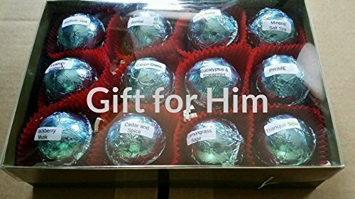 Gift Set for Him with 6 foil wrapped 2.5 oz bath bombs, great for dry skin, Best Sellers, Manly scents (6-Pack)