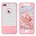 ULAK iPhone 7 Plus Case, Slim Shockproof Flexible TPU Bumper Case Durable Anti-Slip Lightweight Front Back Hard Protective Safe Grip Cover for Apple iPhone 7 Plus 5.5 inch Rose Gold Stripes Minimal