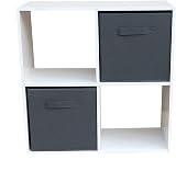 Homme Concept 4 Cube Storage Unit with 2 Grey Baskets White Oak Effect view 2