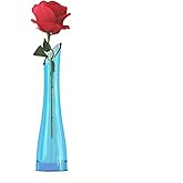 Glass Bud Vase Oblique Mouth Single Stem Flower Vase with Heavy Base for Home Office Wedding Table Decor (Blue 23cm Height)