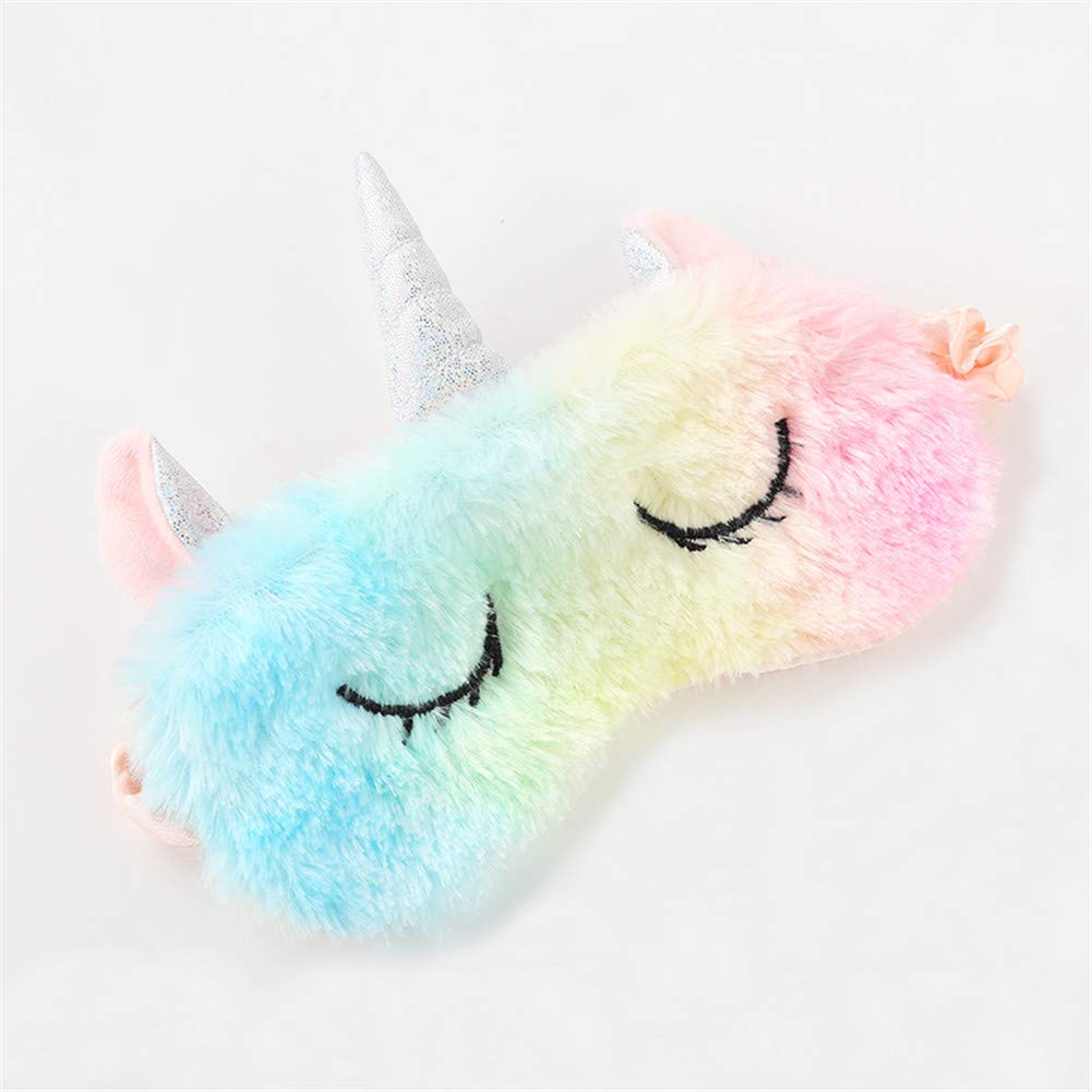 Cute Animal Sleeping Sleep Mask Soft Plush Blindfold Cute Rabbit Panda Koala Eye Cover Eyeshade for Kids Teens Girls Women (Unicorn Rainbow) : Beauty