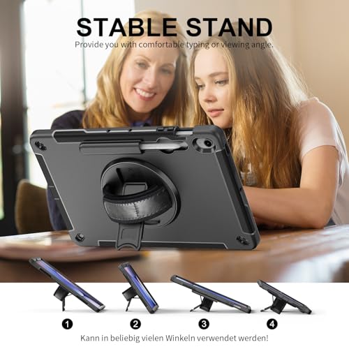 zenrich - Funda Protectora para Samsung Galaxy Tab S10 FE Plus / S10 FE+ 13.1 Pulgadas 2025, a Prueba de Golpes con Soporte Giratorio, Correa de Mano, Soporte para bolígrafo, Correa de Hombro para