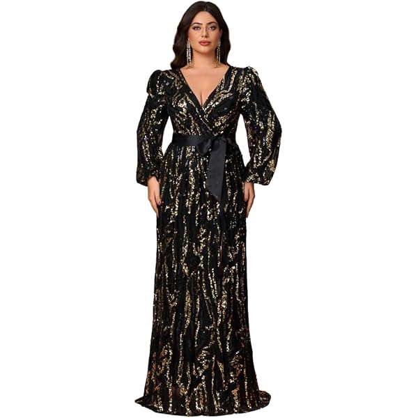 knee length dresses for ladies Long Textured Sequin Sleeve V Front Dress  AX Paris
