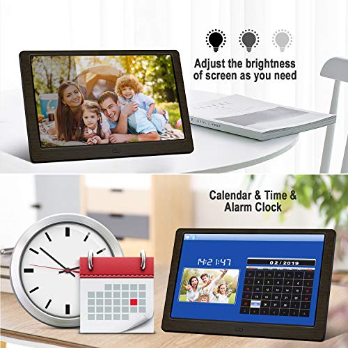 Digital Photo Frame, 10 inch Digital Picture Frame HD 1920x1080 16: 10 Full IPS Display Photo/Music/Video/Calendar, Auto On/Off Timer, Background Music Support 32GB USB Drives/SD Card,Remote Control