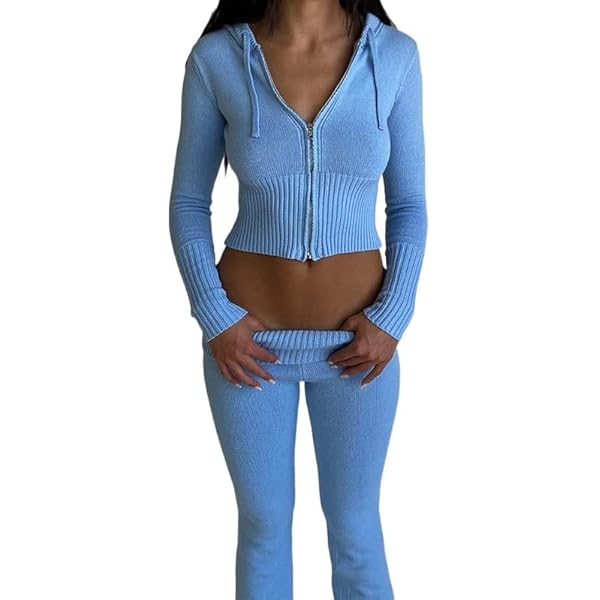 Amazon.com: NUFIWI Women Ribbed Knit 2 Piece Outfits Long