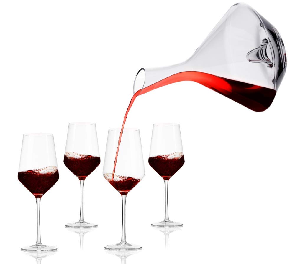 Sphere/Indent Hand Blown Lead Free Crystal Wine Decanter Set Miko Wine