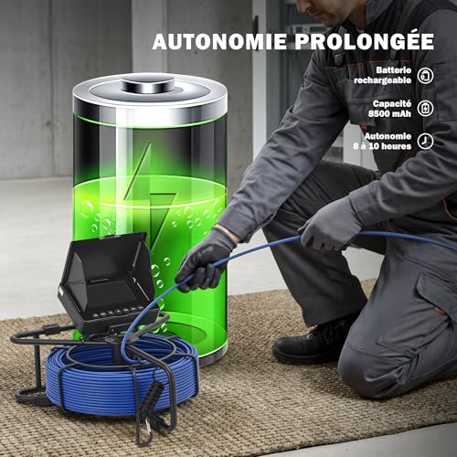 ZELCAN Endoscopic Camera with 4.3" LCD Screen 12 LED Lights Cable 20m 32GB Card, IP68 Waterproof Pipeline Inspection Camera, Sewer Camera Endoscope