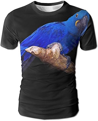Birds Parrots Hyacinth Macaw Blue Men 100% Polyester 3 D Printing Fashion Round Collar Short Sleeve T-Shirt
