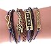 Ularmo Jewelry Mens Womens Multilayer Leather Bracelet Vintage Charm Bangle (Hope)