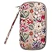 Women Passport Holder Vintage, Yeiotsy Floral Travel Passport Wallet Document Holder Card Holder for Women (Khaki)