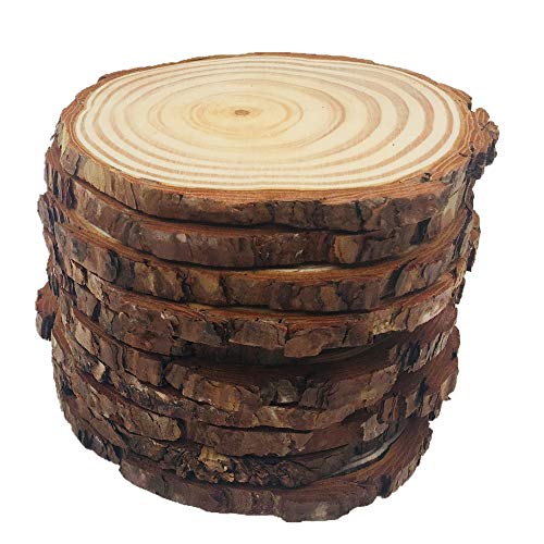 Unfinished Wood 10pcs Slices 44.7 Inch Natural Tree Bark Diameter