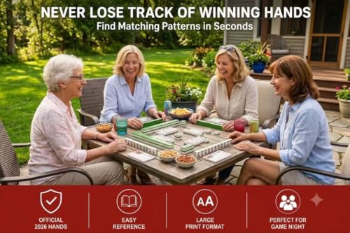 COKNUMBER 2026 Mahjong Cards Official, 4 Pack American Mahjong Cards, Large Print Easy-to-Read Reference Cards for NMJL Players, Mahjong Clubs, Game Groups and Tournaments