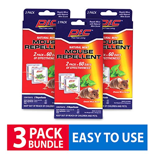 PIC Natural Mint Mouse Repellent (3-Pack), Effective Rodent Control Solution, Non-Toxic Mouse Deterrent, Mint Scented Mice Repellent, 180 Day Supply of Rodent Repellent for Cars & Homes, Rat Repellent - Thumbnail 2