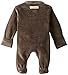 L'ovedbaby Unisex-Baby Newborn Organic Cotton Velour Footed Overall, Bark, 0-3 Months