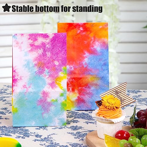 JOHOUSE 54PCS Tie Dye Paper Bags, Party Gift Bags Camouflage Treat Bags Goody Bags Tie Dye Party Accessories for Party Favors Kids Birthday Party