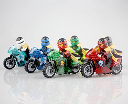 6pcs Minifigures Ninjago Toys Ninja Zane KAI Lloyd Motorcycle Chariot Blocks #N3