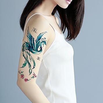 Buy Tafly Blue Phoenix Temporary Tattoo Body Art Arm Tattoo