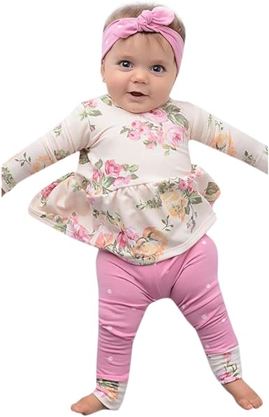 Day8 Ensemble Bebe Fille Hiver Vetements Bebe Fille Naissance Pas Cher Automne Pyjama Fille Manche Longue Haut Fleur Imprime Tops Chemise Blouse Tunique Pantalon Bandeau Amazon Fr Vetements Et Accessoires