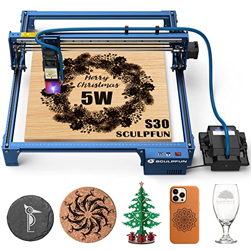SCULPFUN S30 Laser Engraver with Automatic Air Assist,5W Higher