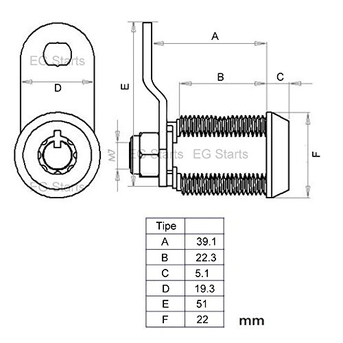 EG Starts 5x Arcade Machine Cash Door Tool Box Tubular Cam Lock Cabinet Door Atom Lock With 5 Same Keys For Arcade Games Jamma Mame Parts