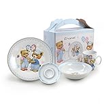 NEX Porcelain Dinnerware Set, 4-Piece Pretty Bear Tableware Set, Ceramic