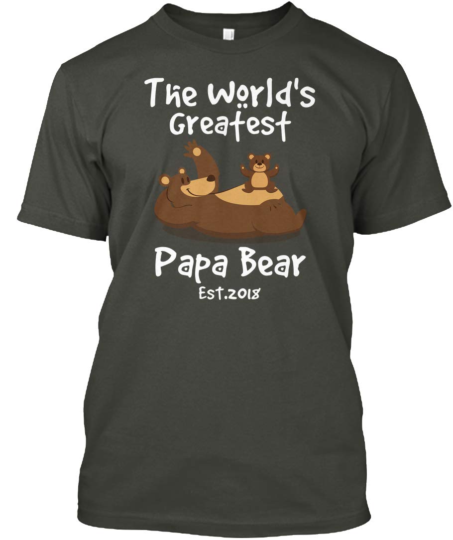 Greatest Papa Bear Est 2018 Dad Gift Tagless Tee T Shirt
