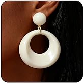 60s 70s Earrings for Women Acrylic Red Hot Pink White Earrings for Women Dangle Retro Disco Earring 70s Accessories Women Big Round Circle Drop Dangle Vintage Groovy Earring 90s 80s 60s Jewelry