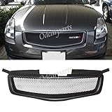 VioGi Fit: 04-06 Nissan Maxima 1pc Black Coated Finish ABS Plastic JDM Sport Mesh Style Badgeless Front Grille