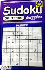 Bendon Challenging Sudoku Puzzles Volume # 257: Amazon.com: Books