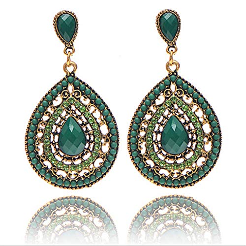 Hohemian Earrings Full Dripping Retro Trendy Earrings,Green