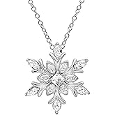 Sither Crystal Snow Flake Necklace for Women Snowflake Necklace Silver Winter Jewelry Accessories for Christmas Gift