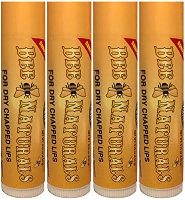 4-Pack Bee Naturals Beeswax Lip Balm Coconut chapstick Peppermint Oil + Vitamin E