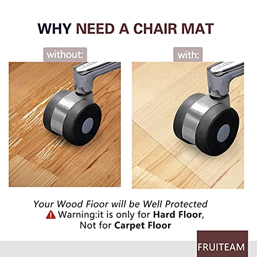 FRUITEAM Rectangle Office Chair Mat 30" x 48" for Hard Floors