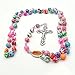 Amazon Selling Soft Ceramic Necklace 8 mm Color Round Bead Cross Christian Catholic Men's and Women's Universal Necklace
