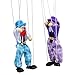 Kocome Pull String Puppet Clown Wooden Marionette Joint Activity Doll Vintage Child Toy