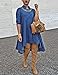 XUGWLKJ Women's Blue Denim Shirt Dress Long Blouses Long Sleeve Big Swing Casual Denim Party Dress