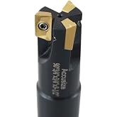 Accusize Industrial Tools 3/4'' 90 Deg Square Shoulder Indexable End Mill, 3-1/2'' Overall Length, APKT11T3 Carbide Inserts, 3 Flute, 0056-0917