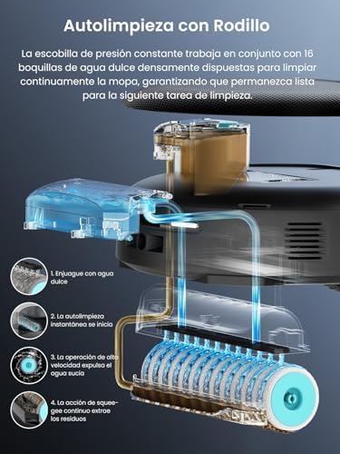 M5 MAX Robot Aspirador y Fregasuelos con Base de Autovaciado, Lavado 75℃, Autovaciado 3,2L, 23000 Pa, 120 Días Autolimpieza, Navegación Láser dToF, 5G WiFi/App/Alexa, Gris